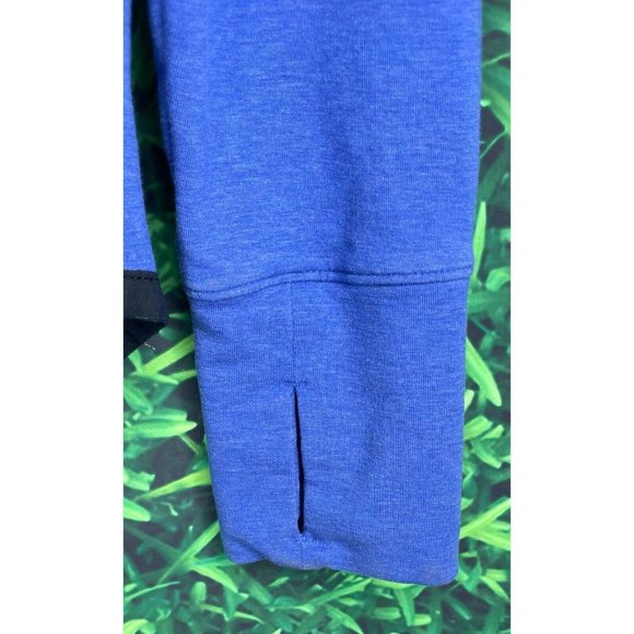 Athleta Sentry Hoodie Long Sleeve Women’s Medium Blue Kangaroo Pocket Thumbholes - Picture 4 of 6